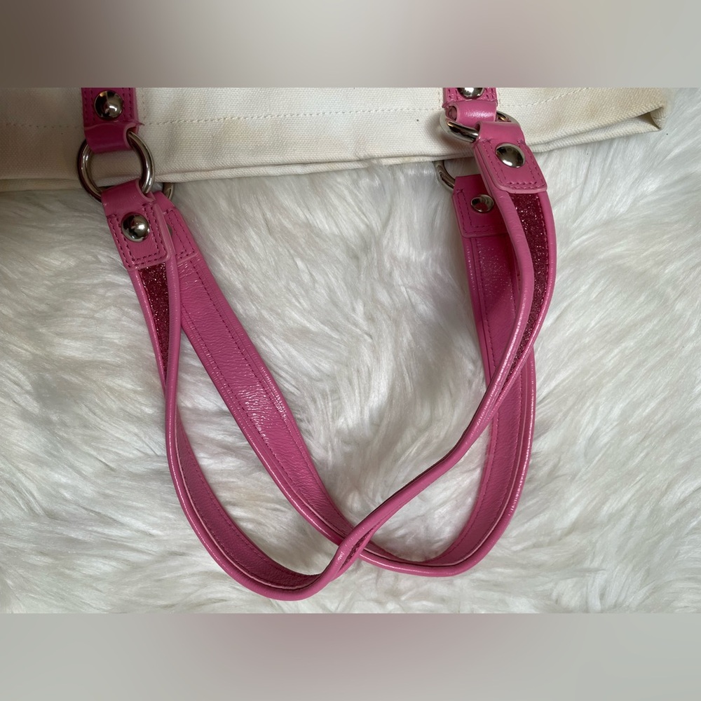 COACH Poppy Chan PINKY White Canvas Tote Bag - Picture 6 of 9